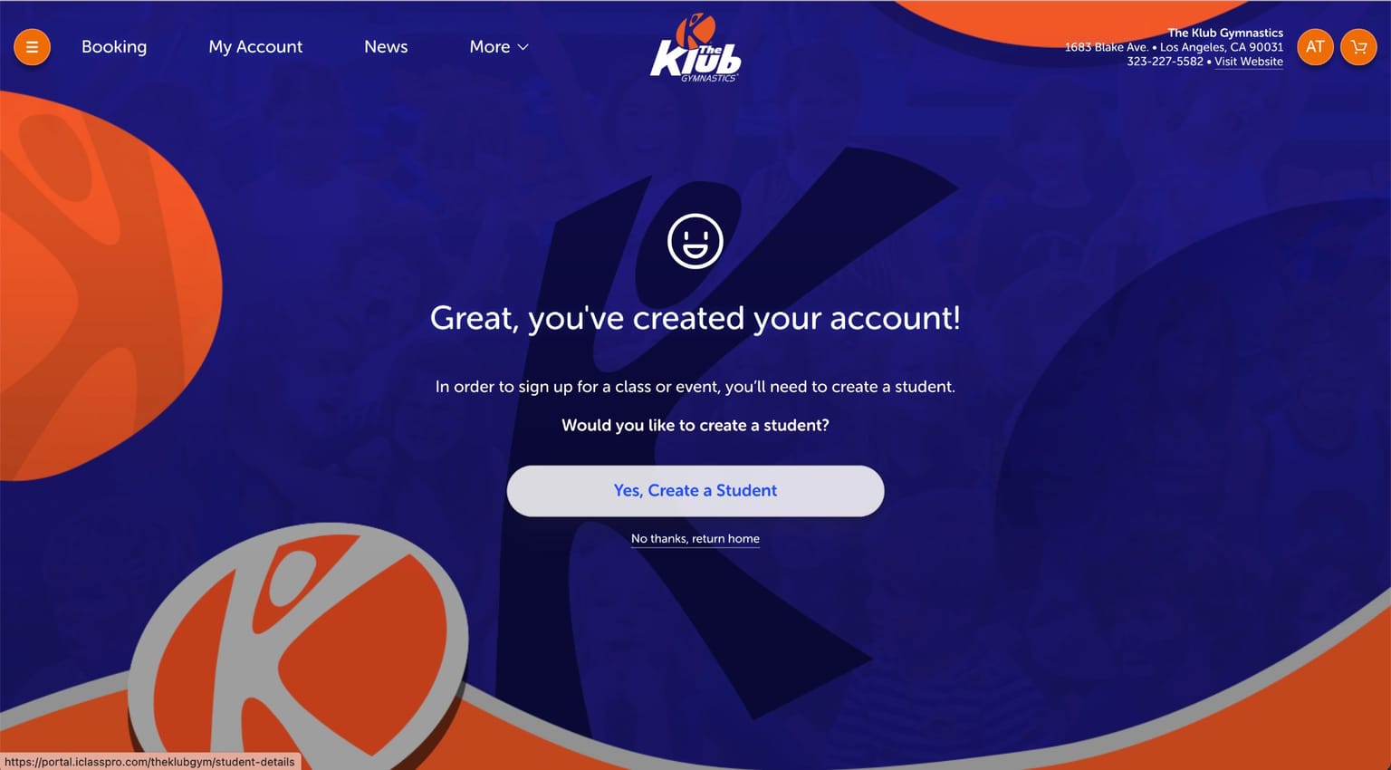 The Parent Portal offering to create a student profile